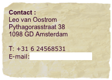 Contact :
Leo van Oostrom
Pythagorasstraat 38    
1098 GD Amsterdam

T: +31 6 24568531
E-mail:editionsax@hetnet.nl